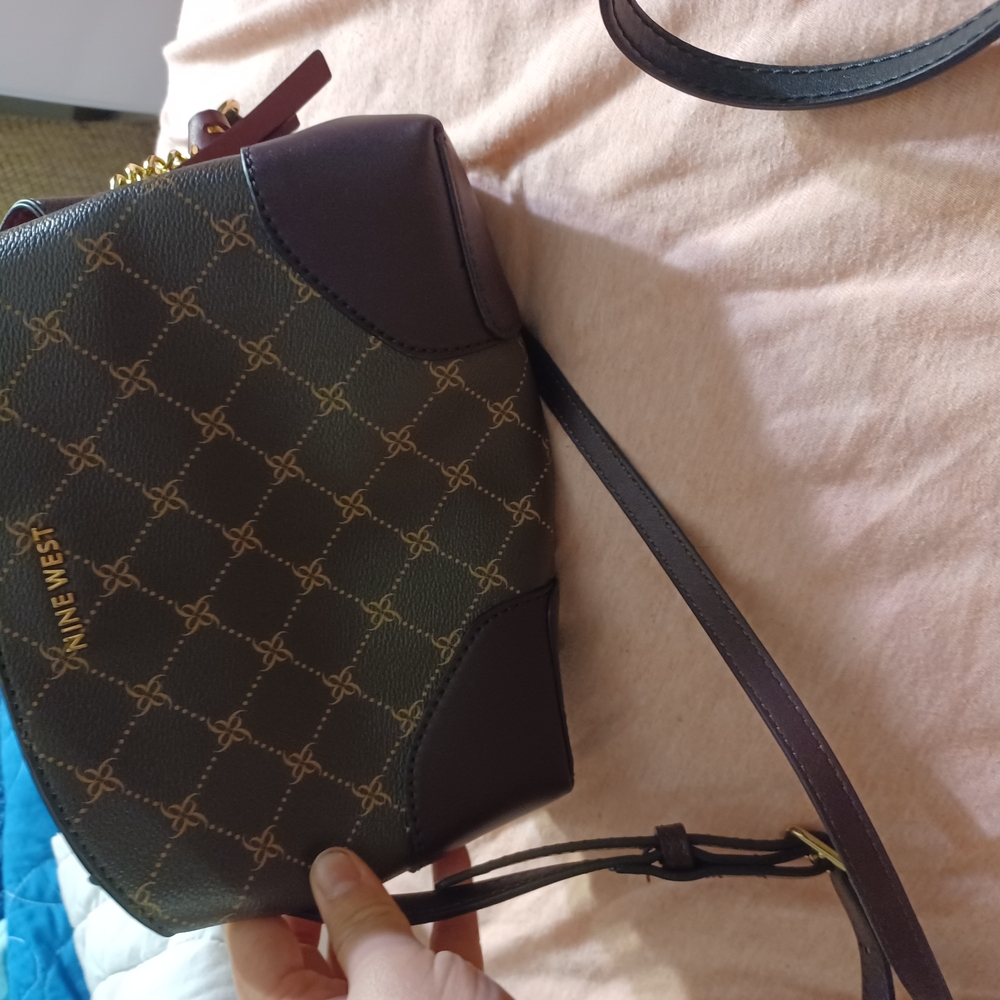 Nine West Brown Geometric Crossbody Bag